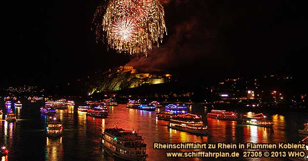 Rheinschifffahrt zum Feuerwerk Rhein in Flammen Koblenz